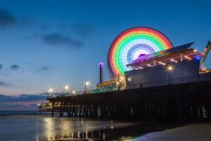 Santa Monica Pier After Sunset, Santa Monica, California, Usa